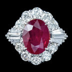 Luxury Jewelry Art Deco Halo Oval Cut Ruby Sapphire Stud Earrings For Women