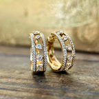 Luxury Jewelry Golden Mix Cut White Sapphire Hoop Earrings For Women