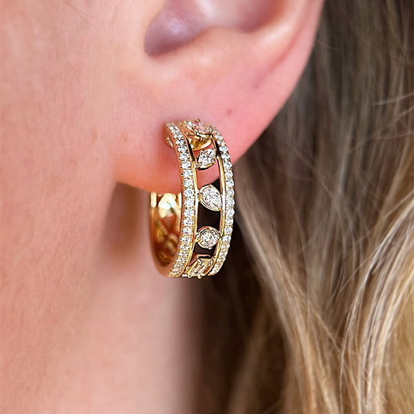 Luxury Jewelry Golden Mix Cut White Sapphire Hoop Earrings For Women