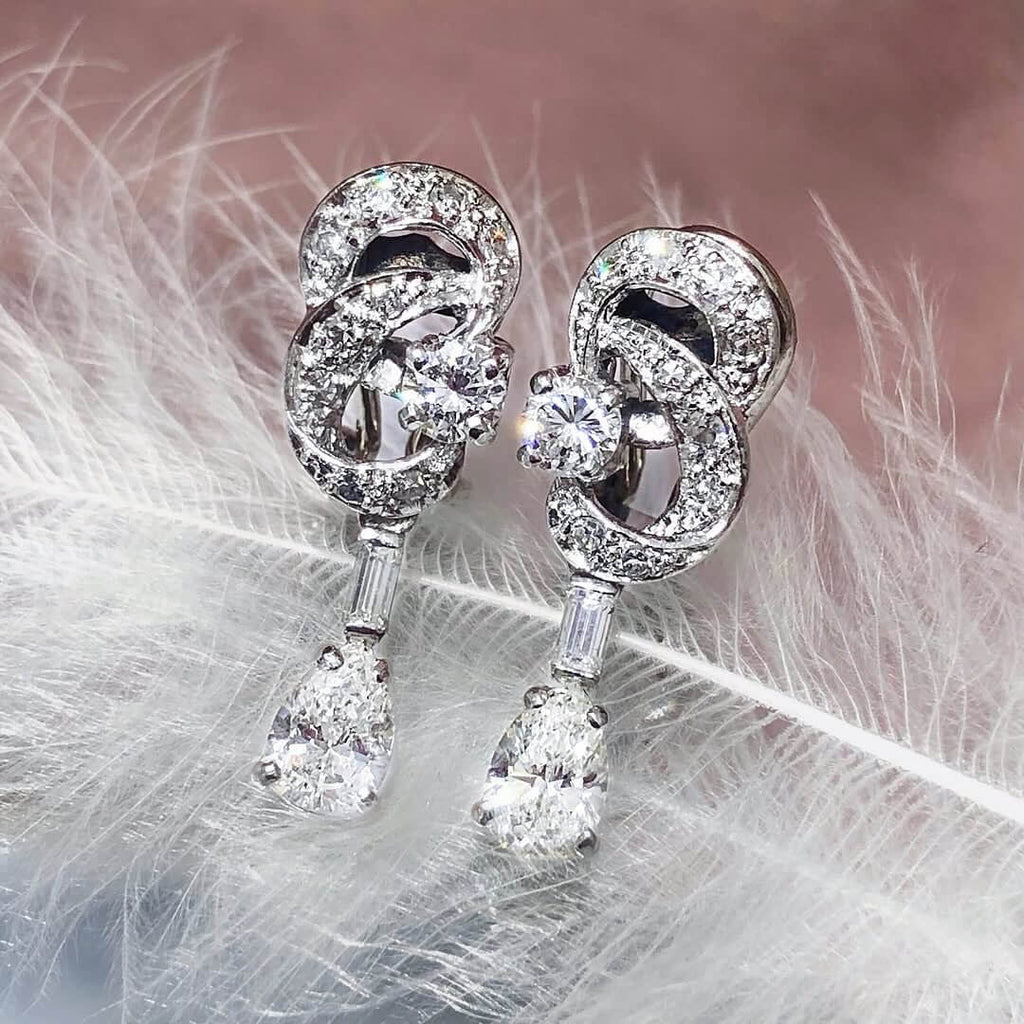 Luxury Jewelry Elegant Pear Cut White Sapphire Drop Earrings For Women
