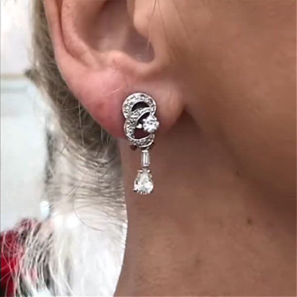 Luxury Jewelry Elegant Pear Cut White Sapphire Drop Earrings For Women