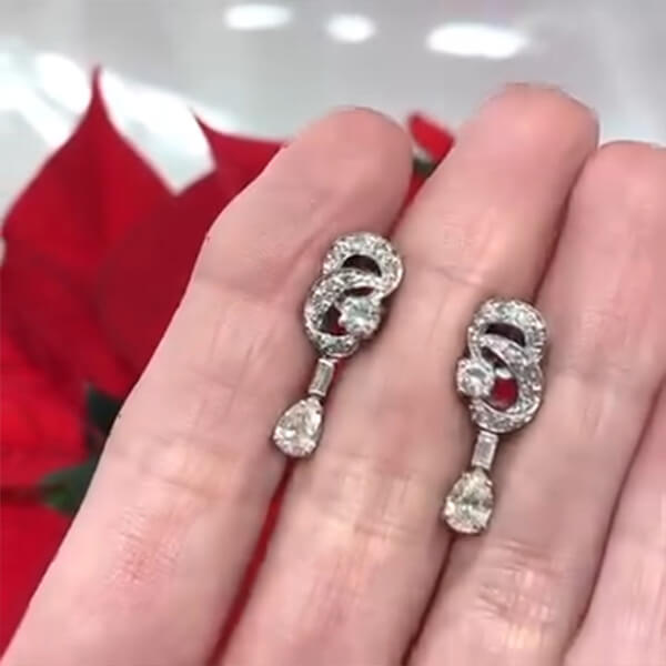 Luxury Jewelry Elegant Pear Cut White Sapphire Drop Earrings For Women