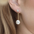 Luxury Jewelry Elegant Golden Round Cut White Sapphire Drop Earrings For Women