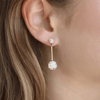 Luxury Jewelry Elegant Golden Round Cut White Sapphire Drop Earrings For Women