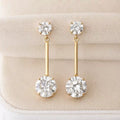 Luxury Jewelry Elegant Golden Round Cut White Sapphire Drop Earrings For Women