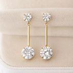 Luxury Jewelry Elegant Golden Round Cut White Sapphire Drop Earrings For Women