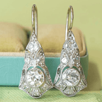 Luxury Jewelry Art Deco Round Cut White Sapphire Drop Earrings For Women