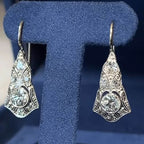 Luxury Jewelry Art Deco Round Cut White Sapphire Drop Earrings For Women