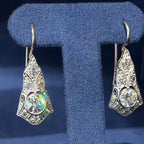 Luxury Jewelry Art Deco Round Cut White Sapphire Drop Earrings For Women