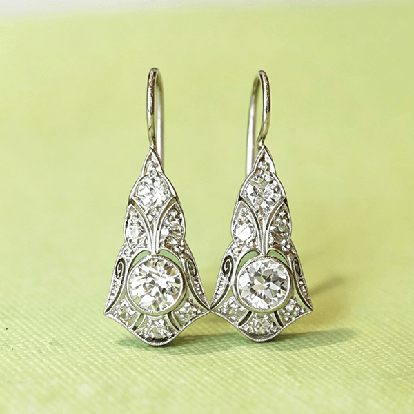 Luxury Jewelry Art Deco Round Cut White Sapphire Drop Earrings For Women