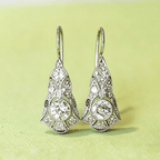 Luxury Jewelry Art Deco Round Cut White Sapphire Drop Earrings For Women