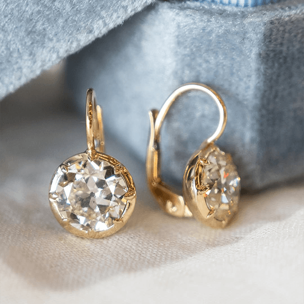 Luxury Jewelry Golden Solitaire Round Cut White Sapphire Drop Earrings For Women