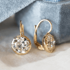 Luxury Jewelry Golden Solitaire Round Cut White Sapphire Drop Earrings For Women