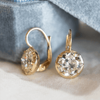 Luxury Jewelry Golden Solitaire Round Cut White Sapphire Drop Earrings For Women