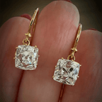 Luxury Jewelry Solitaire Cushion Cut White Sapphire Drop Earrings For Women