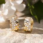 Luxury Jewelry Golden Round Cut White Sapphire Hoop Earrings For Women