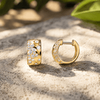 Luxury Jewelry Golden Round Cut White Sapphire Hoop Earrings For Women