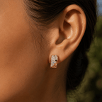Luxury Jewelry Golden Round Cut White Sapphire Hoop Earrings For Women