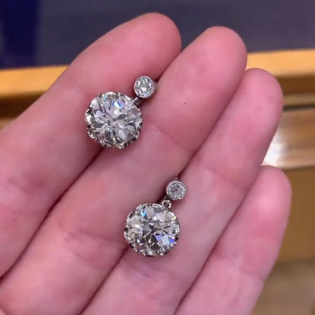 Luxury Jewelry Vintage Classic Round Cut White Sapphire Drop Earrings For Women