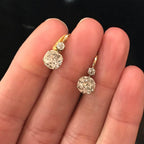 Luxury Jewelry Golden Classic Cushion & Round Cut White Sapphire Drop Earrings For Women