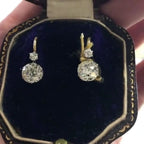 Luxury Jewelry Golden Classic Cushion & Round Cut White Sapphire Drop Earrings For Women