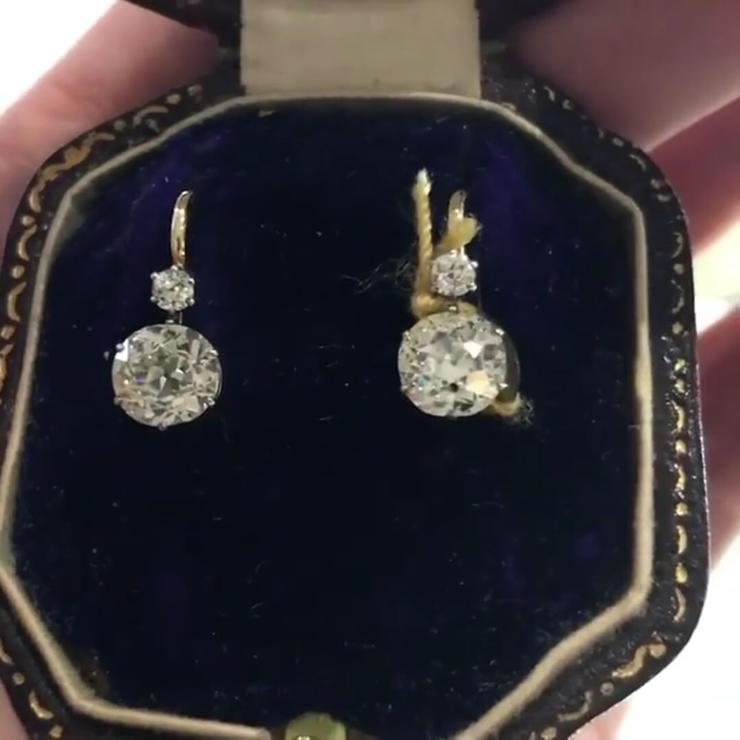 Luxury Jewelry Golden Classic Cushion & Round Cut White Sapphire Drop Earrings For Women