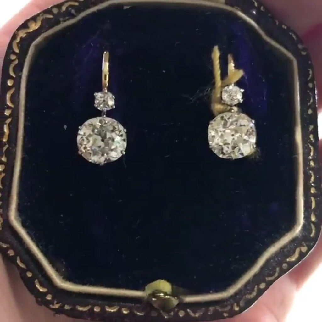 Luxury Jewelry Golden Classic Cushion & Round Cut White Sapphire Drop Earrings For Women