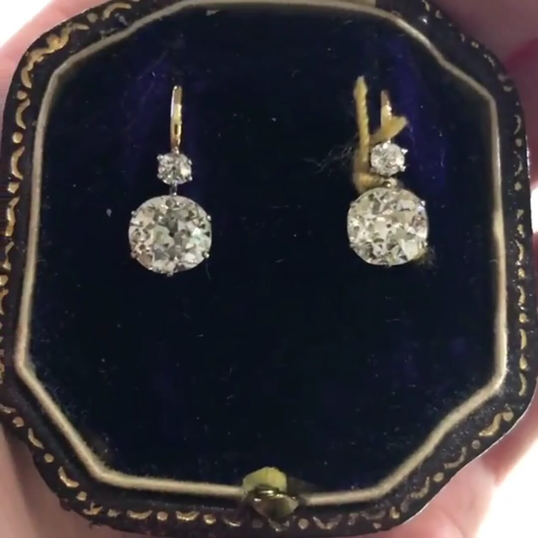 Luxury Jewelry Golden Classic Cushion & Round Cut White Sapphire Drop Earrings For Women