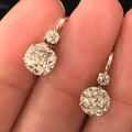 Luxury Jewelry Golden Classic Cushion & Round Cut White Sapphire Drop Earrings For Women