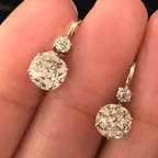 Luxury Jewelry Golden Classic Cushion & Round Cut White Sapphire Drop Earrings For Women
