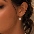 Luxury Jewelry Golden Classic Cushion & Round Cut White Sapphire Drop Earrings For Women