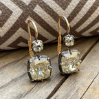 Two Tone Vintage Radiant Cut White Sapphire Drop Earrings For Women
