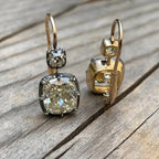 Two Tone Vintage Radiant Cut White Sapphire Drop Earrings For Women