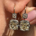 Two Tone Vintage Radiant Cut White Sapphire Drop Earrings For Women