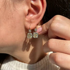 Two Tone Vintage Radiant Cut White Sapphire Drop Earrings For Women