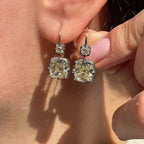 Two Tone Vintage Radiant Cut White Sapphire Drop Earrings For Women