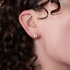 Luxury Jewelry Golden Solitaire Three Prong Cushion Cut White Sapphire Stud Earrings For Women