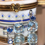 Luxury Jewelry Classic Cushion Cut Aquamarine Sapphire Drop Earrings For Women