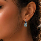 Luxury Jewelry Classic Cushion Cut Aquamarine Sapphire Drop Earrings For Women