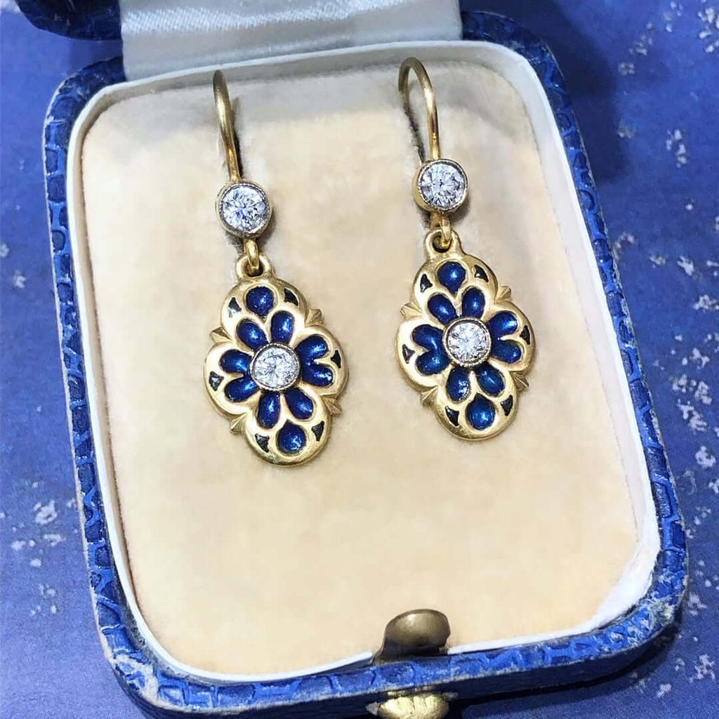 Luxury Jewelry Vintage Golden Round Cut White Sapphire Drop Earrings For Women