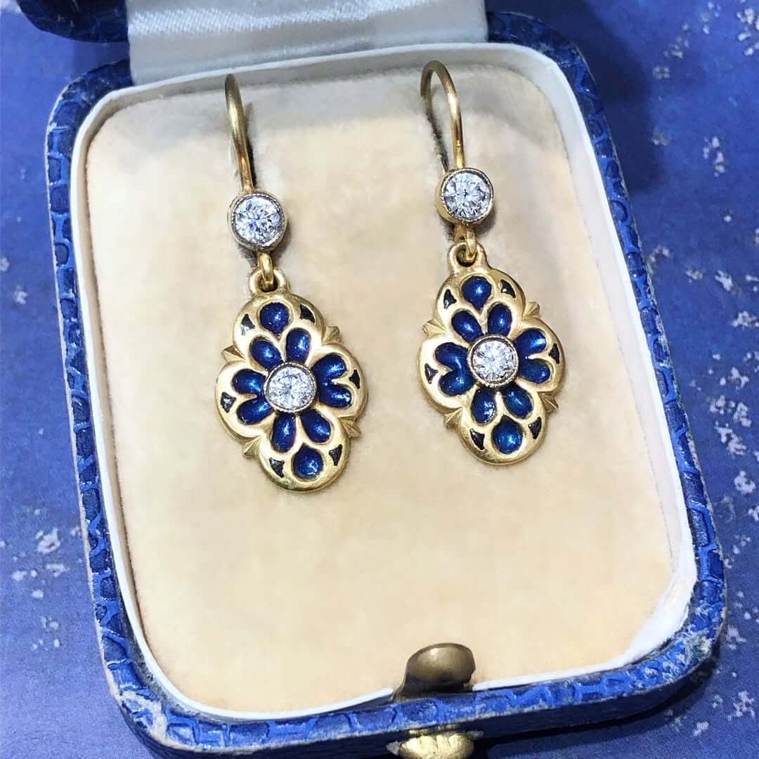 Luxury Jewelry Vintage Golden Round Cut White Sapphire Drop Earrings For Women