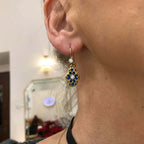 Luxury Jewelry Vintage Golden Round Cut White Sapphire Drop Earrings For Women