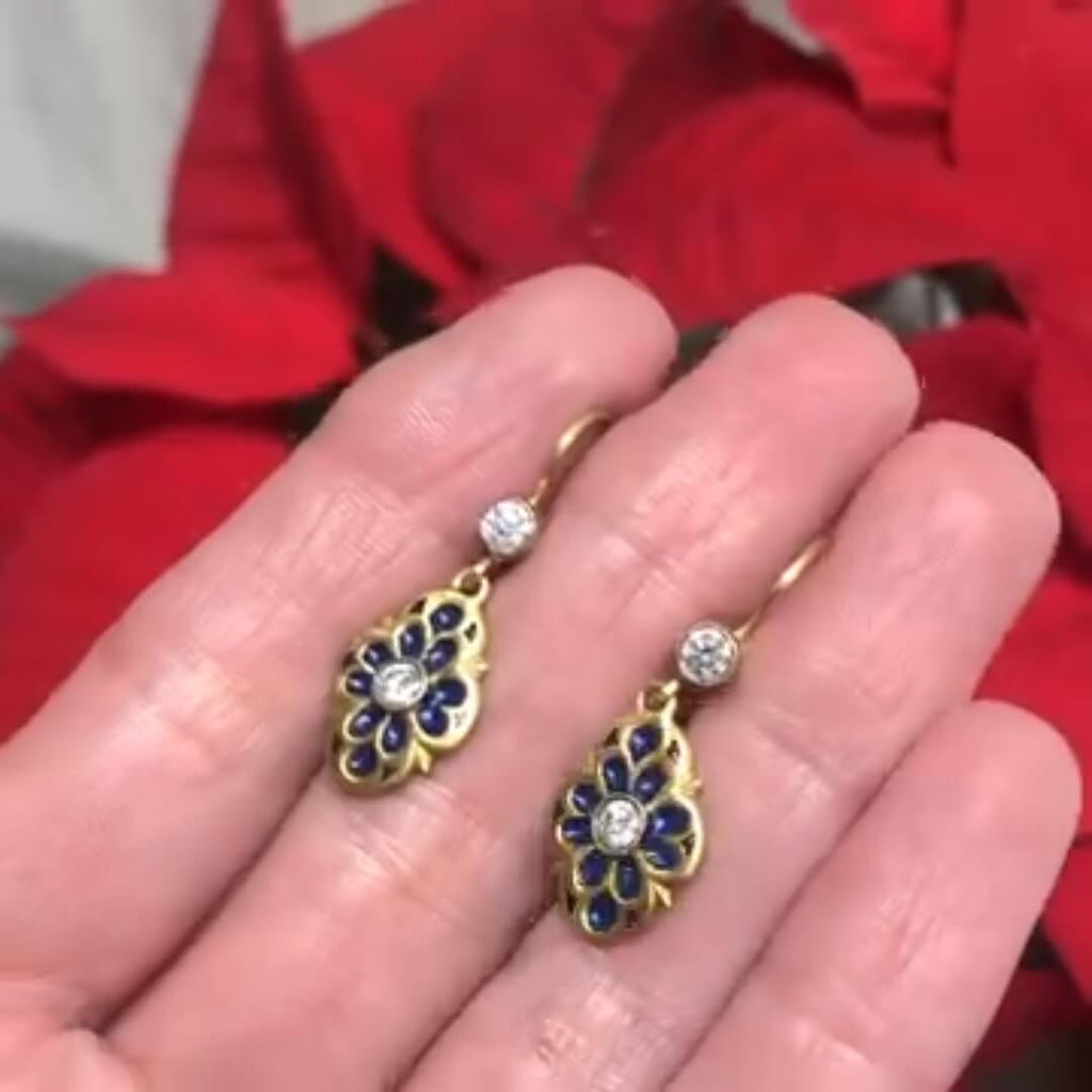 Luxury Jewelry Vintage Golden Round Cut White Sapphire Drop Earrings For Women