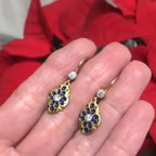 Luxury Jewelry Vintage Golden Round Cut White Sapphire Drop Earrings For Women