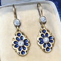 Luxury Jewelry Vintage Golden Round Cut White Sapphire Drop Earrings For Women