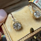 Luxury Jewelry Classic Golden Cushion Cut White Sapphire Drop Earrings For Women