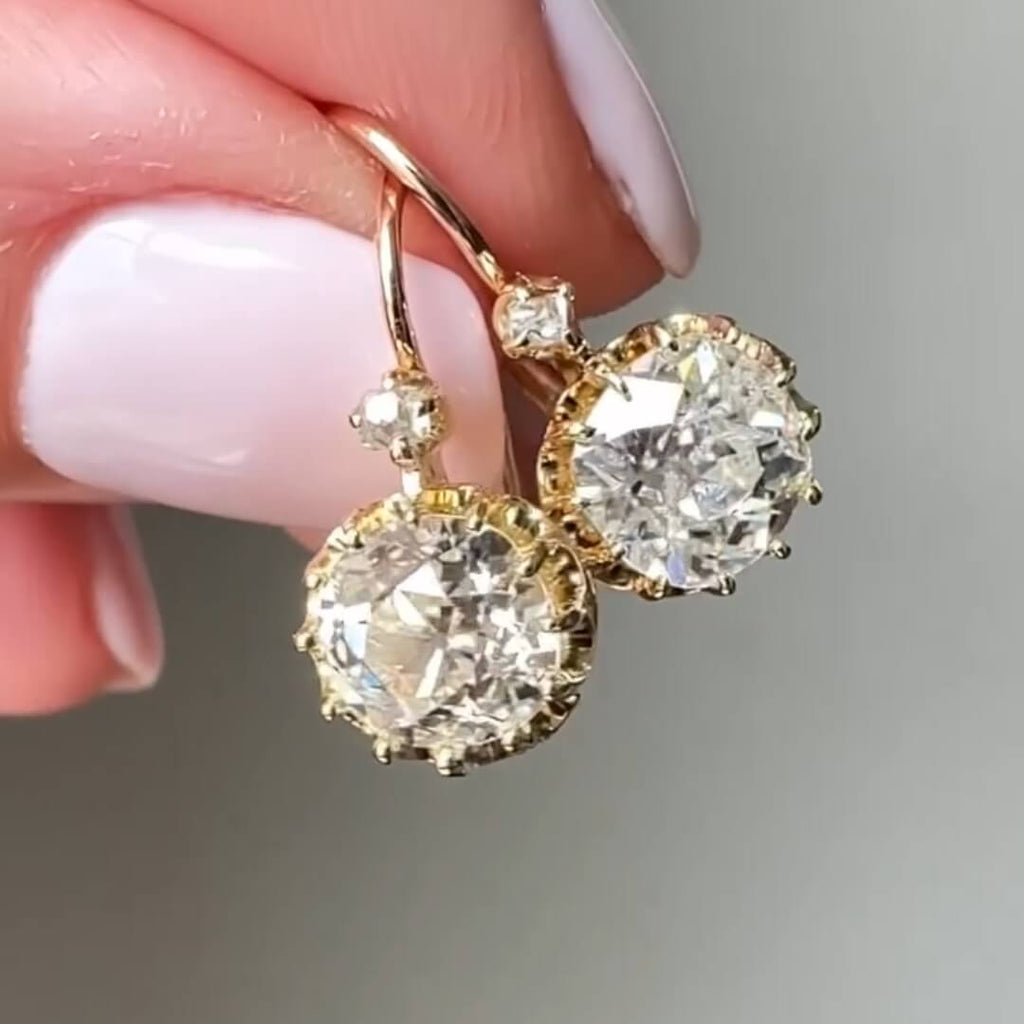 Luxury Jewelry Classic Golden Cushion Cut White Sapphire Drop Earrings For Women