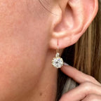 Luxury Jewelry Classic Golden Cushion Cut White Sapphire Drop Earrings For Women