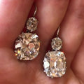 Luxury Jewelry Classic Cushion & Round Cut White Sapphire Drop Earrings For Women