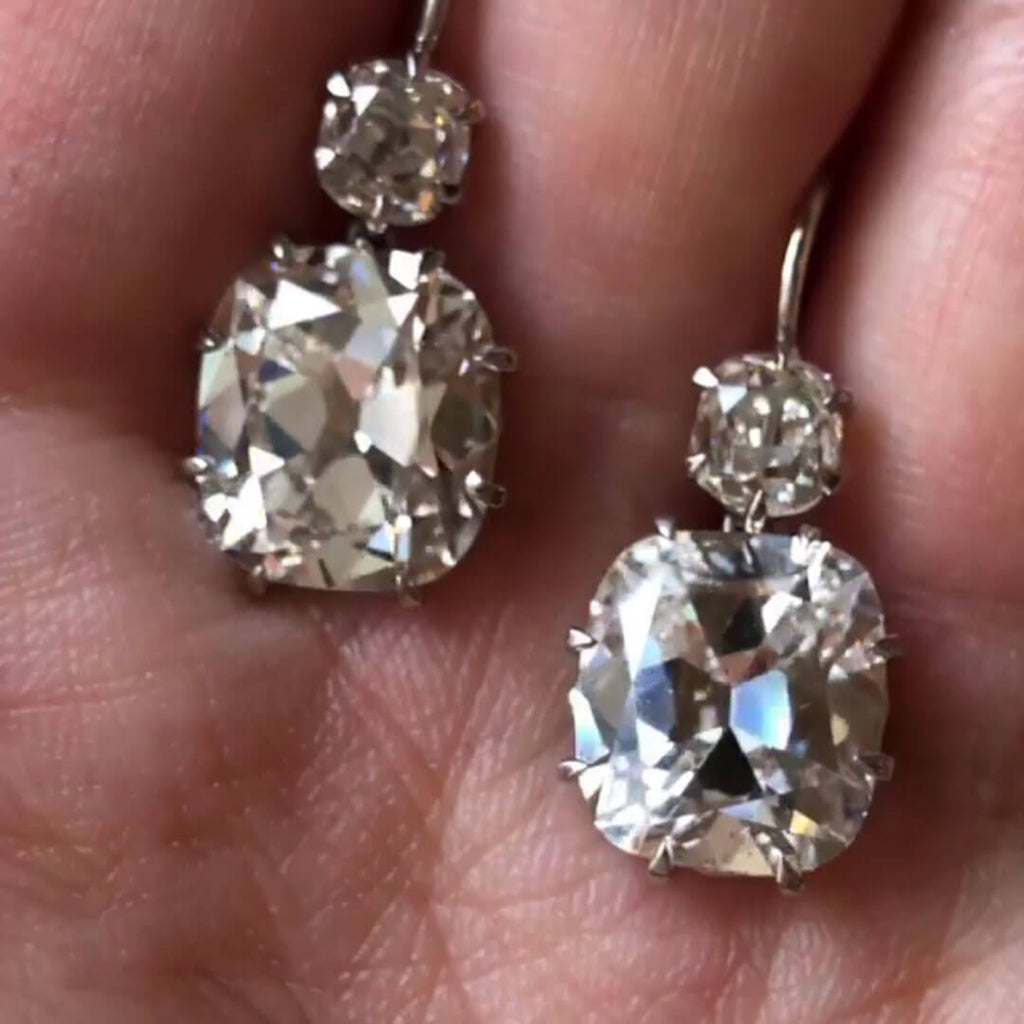 Luxury Jewelry Classic Cushion & Round Cut White Sapphire Drop Earrings For Women